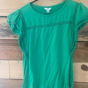crown & ivy Vibrant Green Lace Accent Top